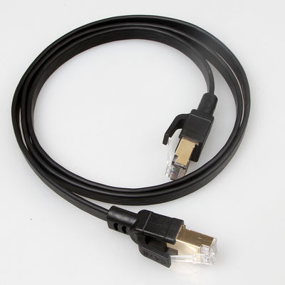 Flat SFTP RJ45 Cat8 Patch Cable 40Gbps 2000Mhz Black Color Durable