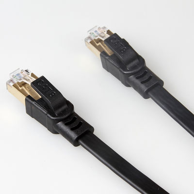 Flat SFTP RJ45 Cat8 Patch Cable 40Gbps 2000Mhz Black Color Durable