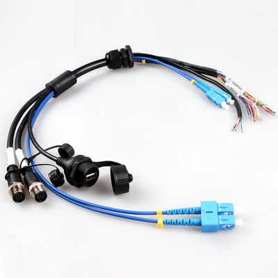 Aerospace Waterproof Wire Harness Cable Assembly M12+USB Female+Fiber Optic