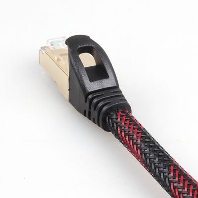 Braided Ethernet Patch Cable Cat 7 Nylon Black White Durable Weatherproof