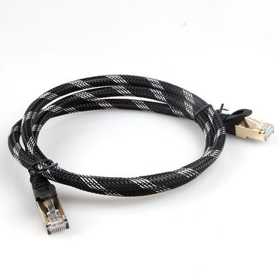 Braided Ethernet Patch Cable Cat 7 Nylon Black White Durable Weatherproof