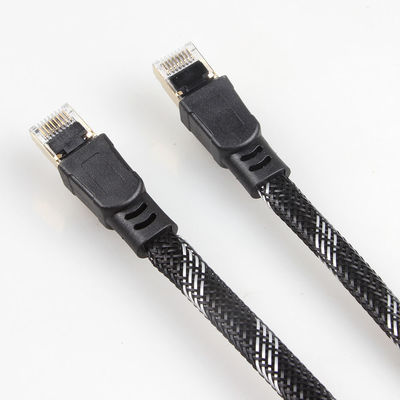 Heavy Duty Rj45 Cat8 Network Cable , Nylon Braided Patch Cord Cat 8