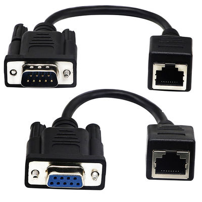 Cat5 Cat6 RJ45 To RS232 Cable , DB9 9 Pin Industrial Ethernet Cable Assemblies