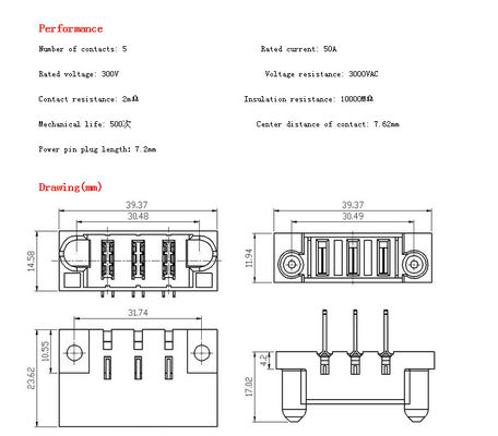 OEM Practical Power Blade Connector , MISTA 3Pin Electrical Cable Connectors