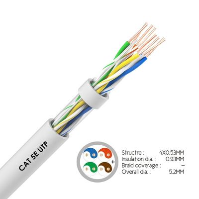 Solid UTP Cat5e Network Cable 4 Pairs CCA Conductor PVC Jacket